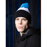 Шапка Custom Wear Tricolor з бумбоном електрик з білим, чорним